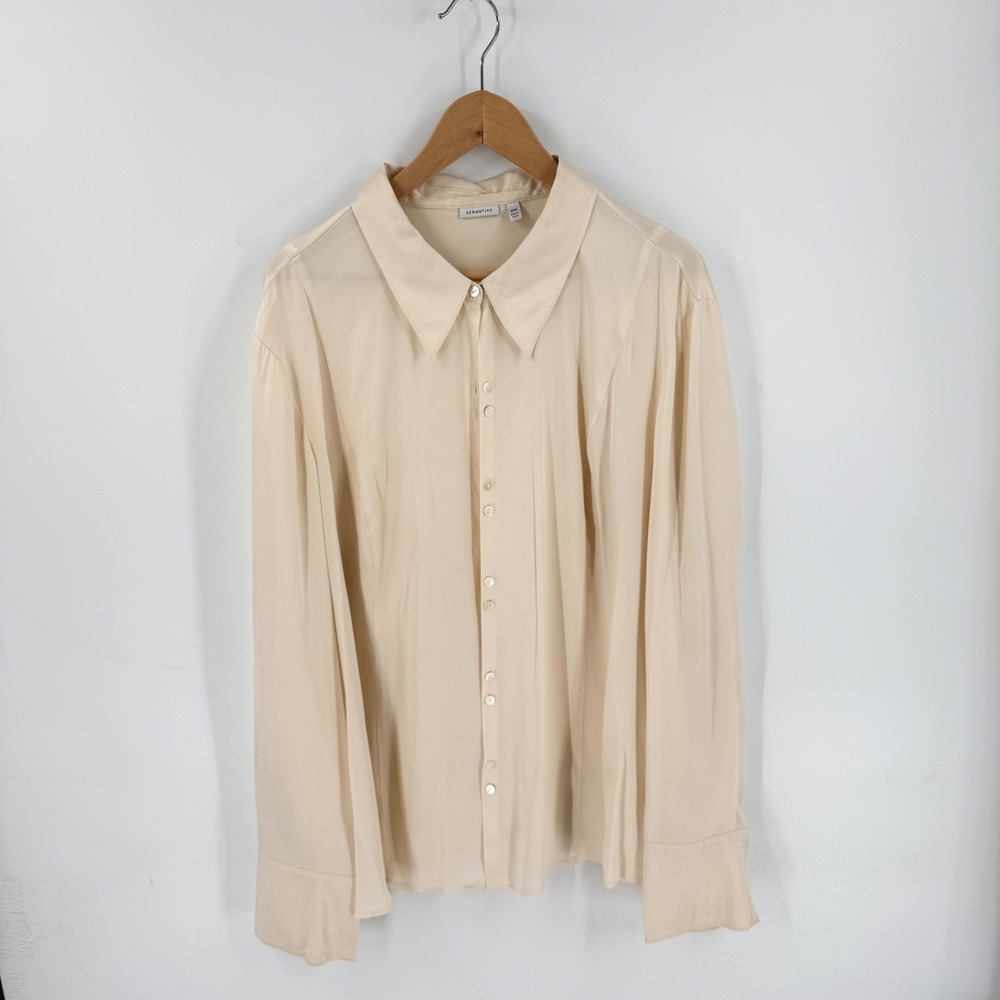 Semantiks Button Down Blouse Champagne Ivory 22W Long Sleeve Professional‎ Top